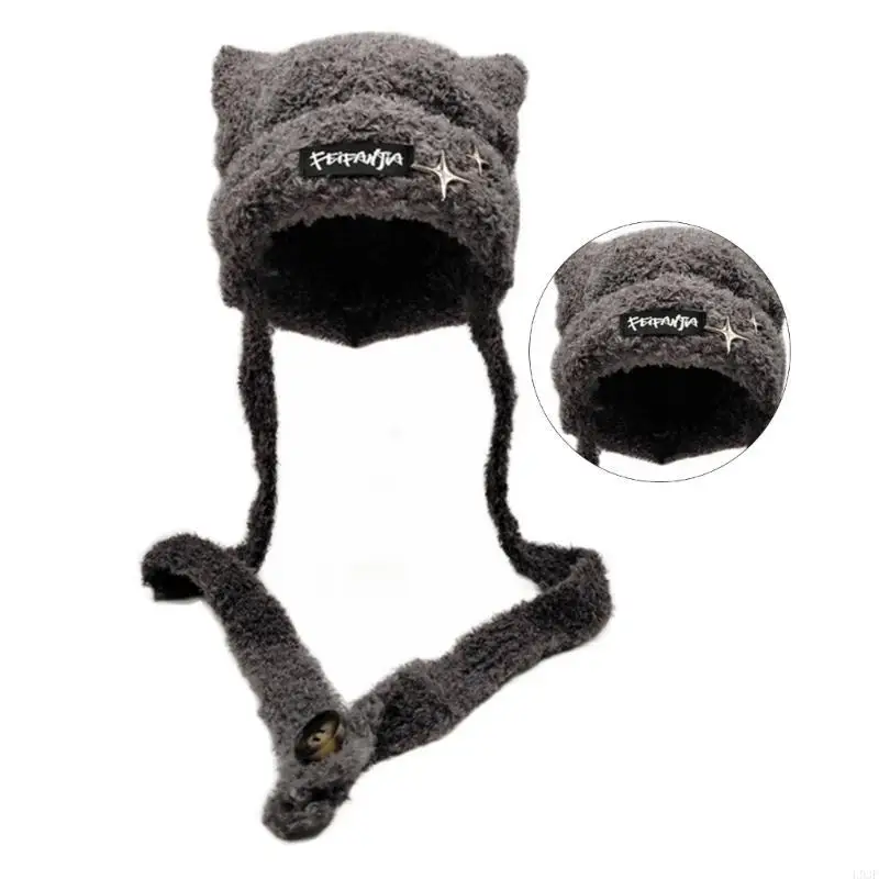Winter Trapper Hat - L93F Handgemaakte gebreide oorwarmermuts voor vrouwen,